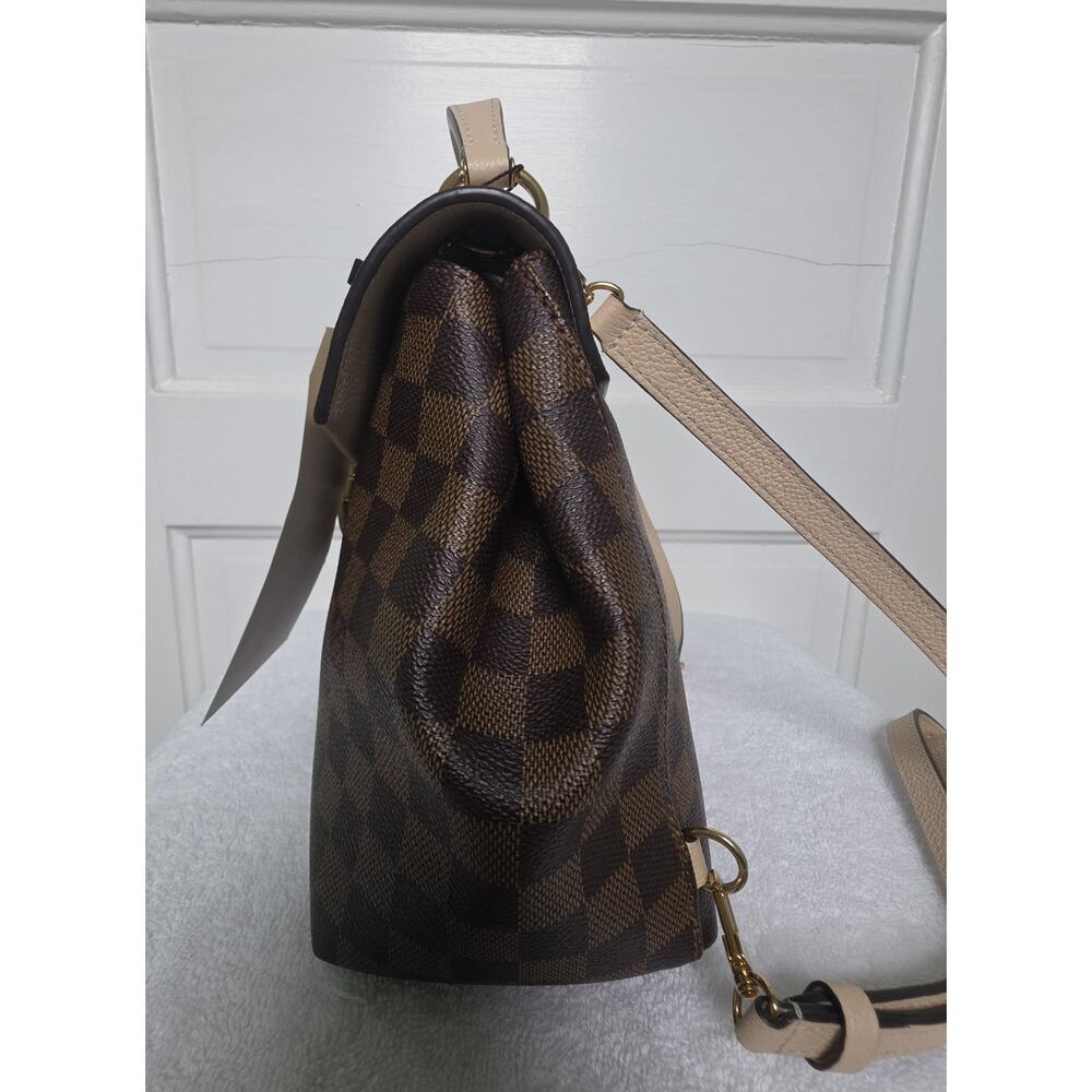 Louis Vuitton Damier Ebene Small Backpack Vachetta Trim/Strap Gold HW w/COA - Picture 4 of 9